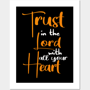 Colorful Trust in the Lord with all your Heart Christian Design Posters and Art